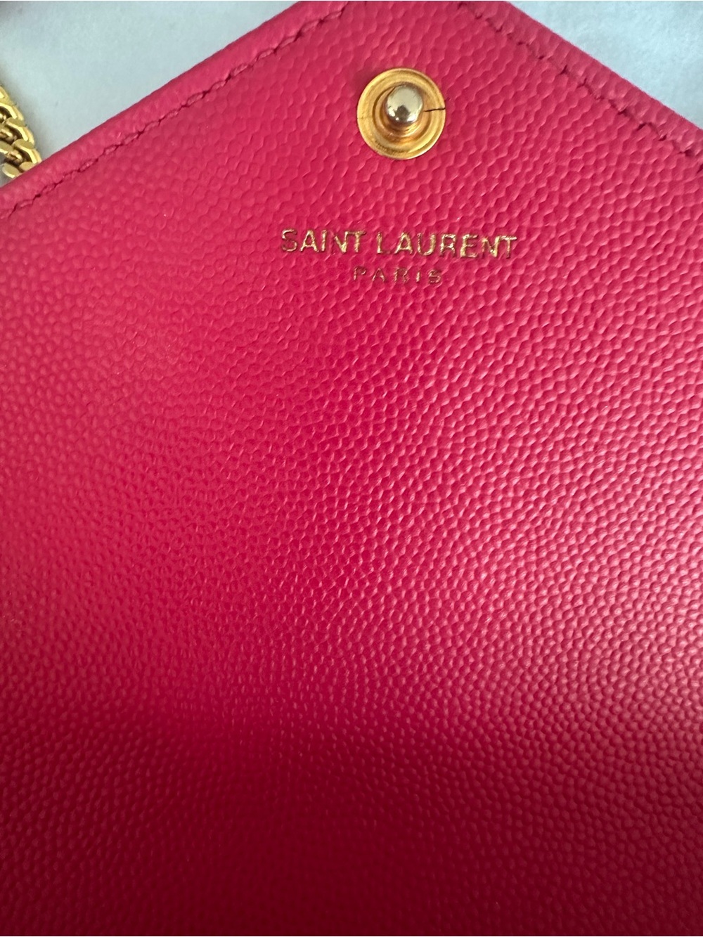 YSL CASSANDRE ENVELOPE CHAIN WALLET IN LAMBSKIN-Hot Pink - Picture 3 of 13